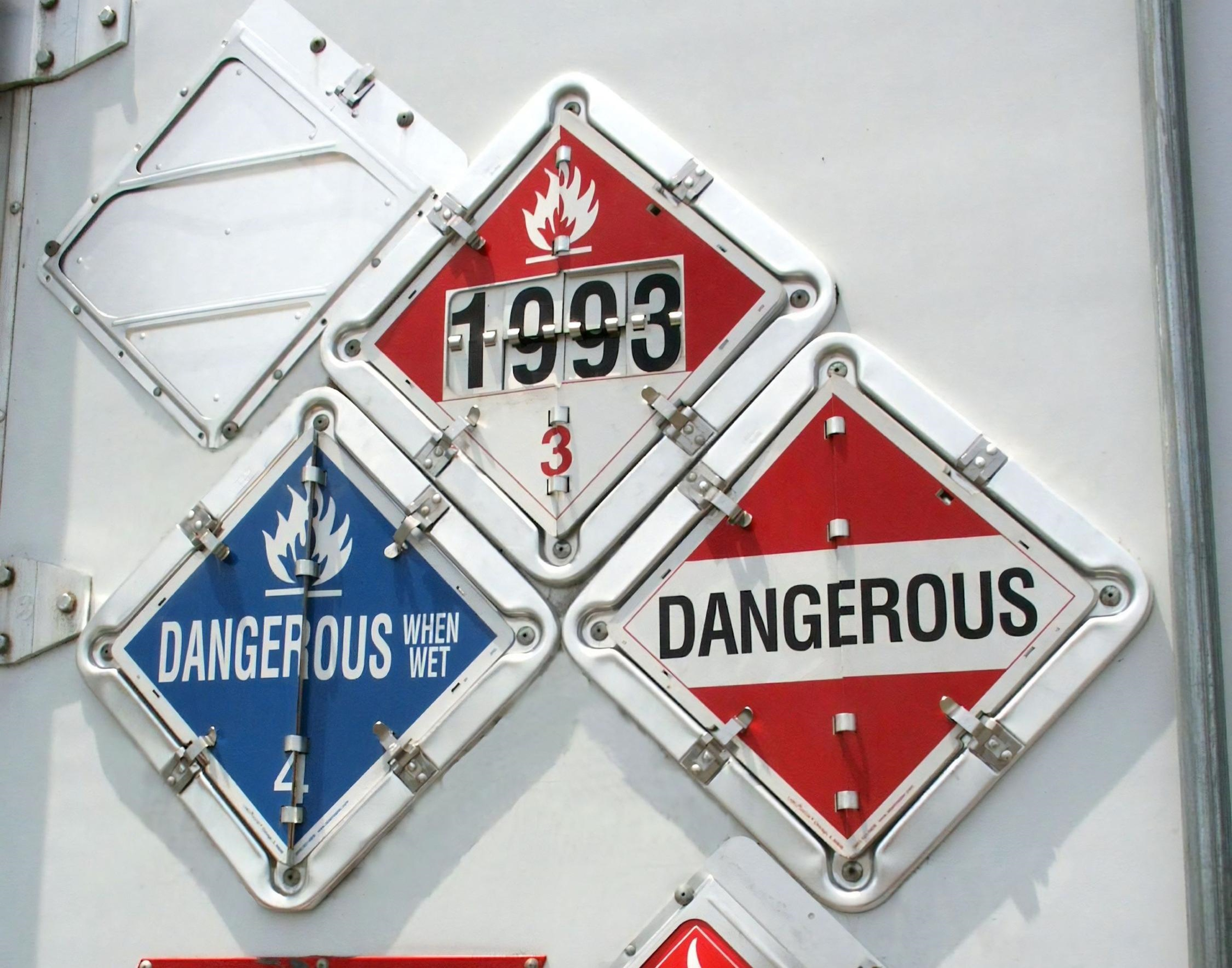 Dry van trailer with HazMat placards